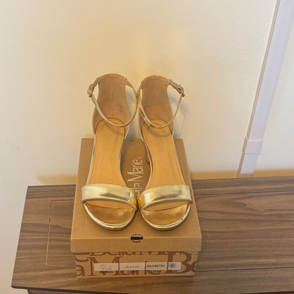 Gold Women Block Heels